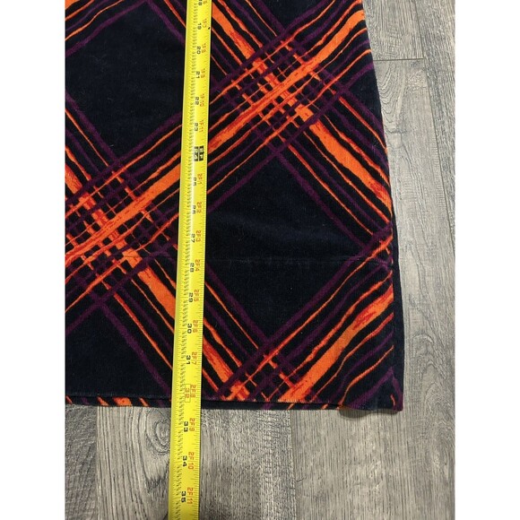 GO International Dress Womens Med Navy Orange Purple Plaid Corduroy 70’s Retro - Picture 8 of 8